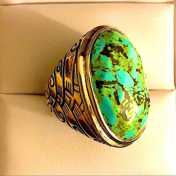 🦋Oval Large silver  turquoise ring🦋 - Picture 1 of 4